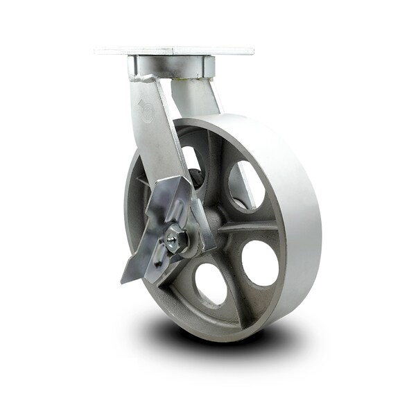 Service Caster 10 Inch Extra Heavy Duty Semi Steel Cast Iron Wheel Swivel Caster with Brake SCC SCC-KP92S1030-SSR-SLB - main